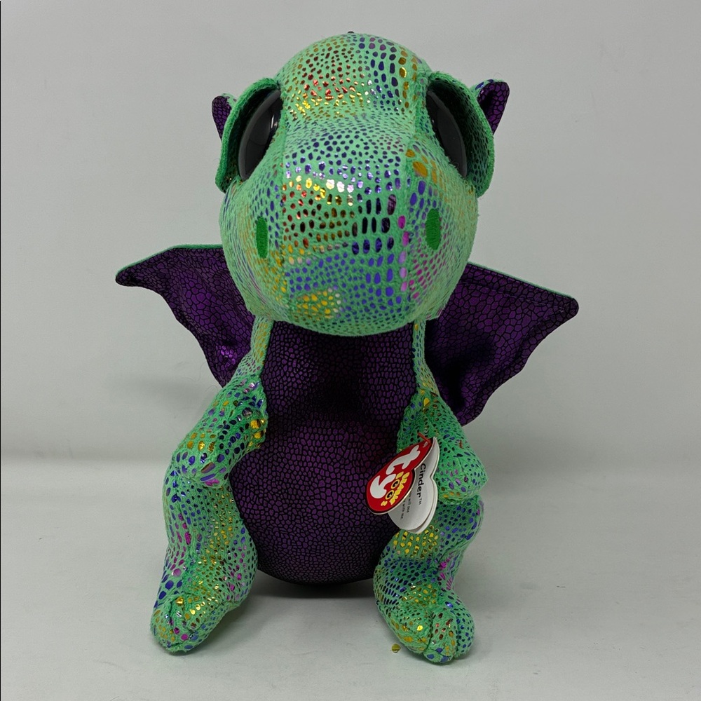 Ty Inc Beanie Boo Plush Stuffed Animal Medium Cinder the Green Dragon 10